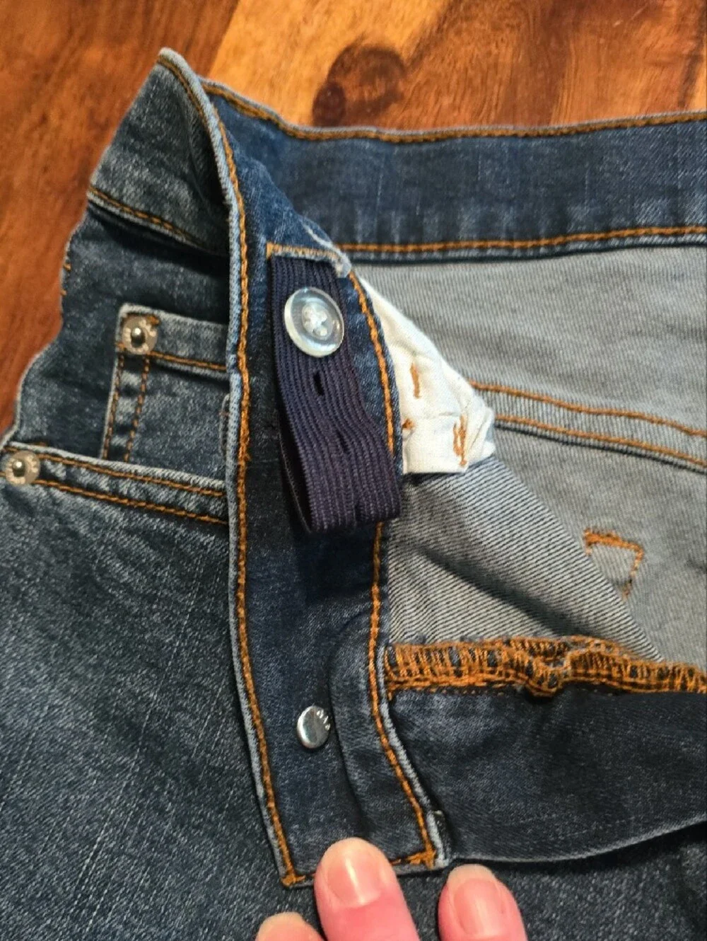 GAP Indigo Denim Stretch Straight Jeans with Orange Stitching